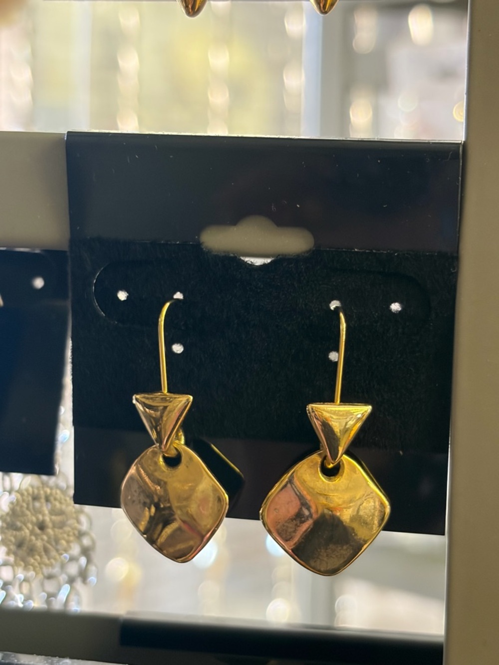 Vintage funky boho Gold Geometric Drop Earrings by